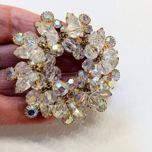 Vintage Large Juliana Dangling Crystals Beaded Brooch